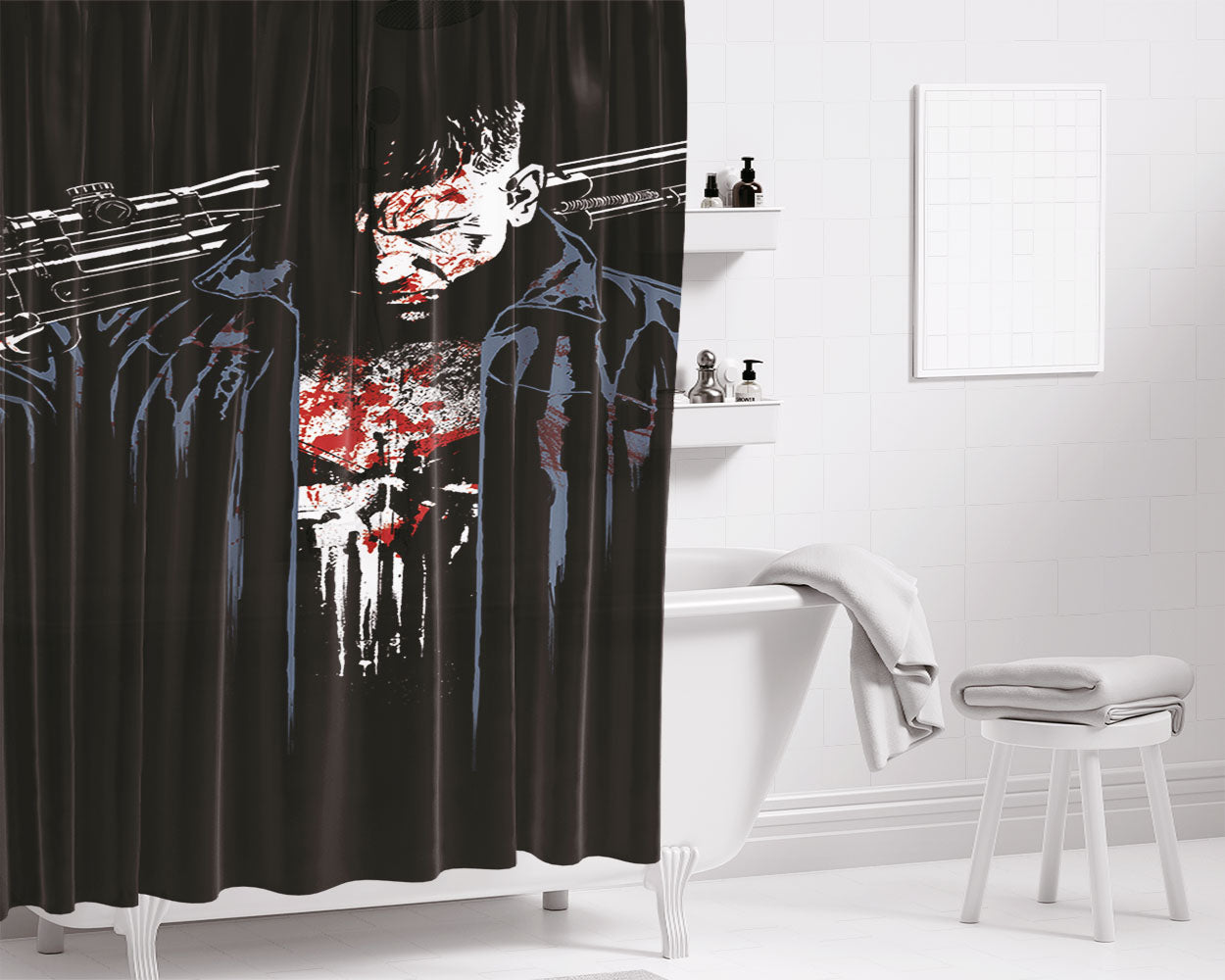 Jon Bernthal Sniper Rifle Bathroom Shower Curtain Fabric Waterproof | 66 X 72 Inch