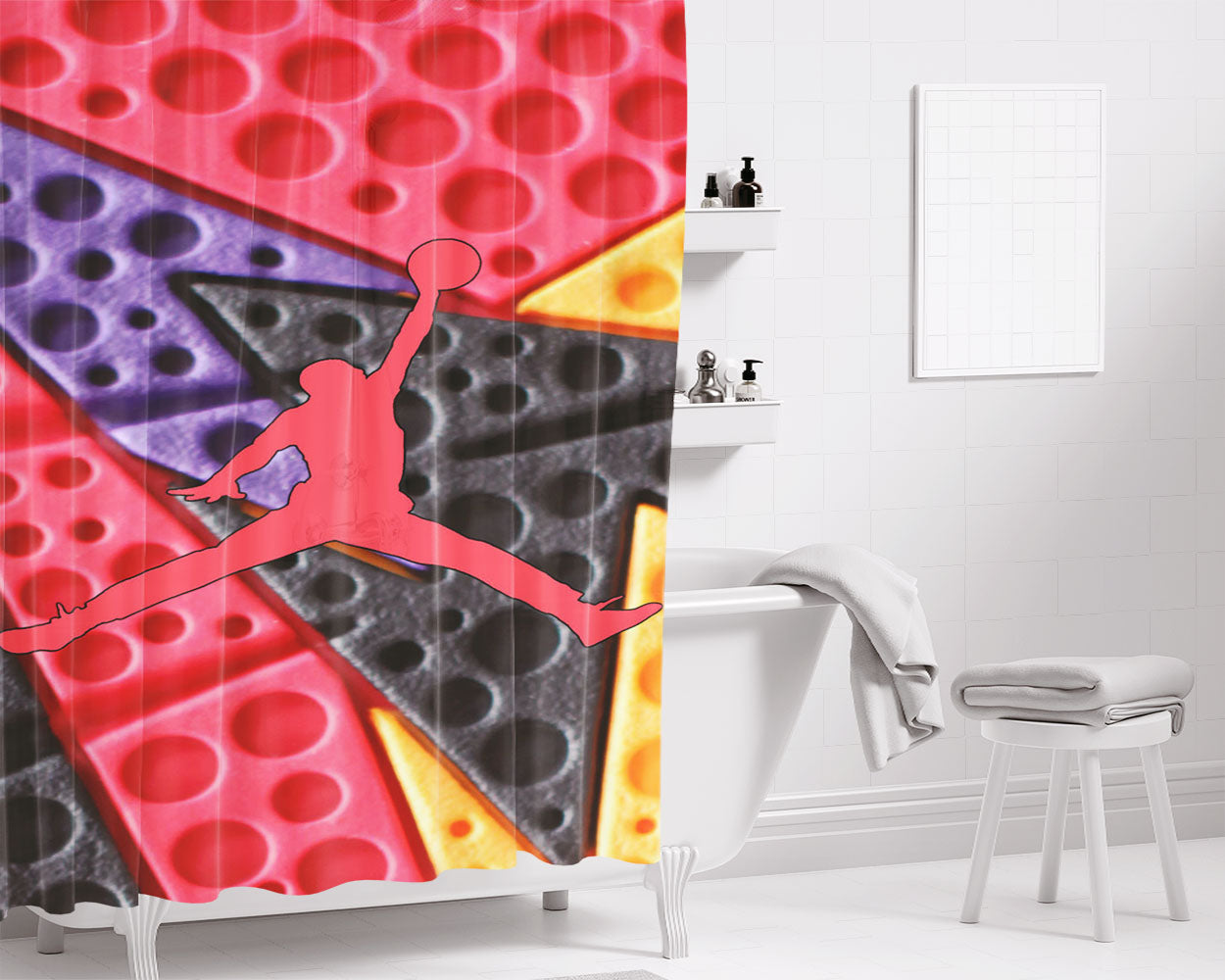 Jordan Retro 7 Raptors Bathroom Shower Curtain Fabric Waterproof | 66 X 72 Inch