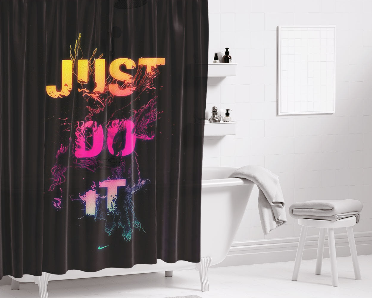 Just Do It Nike Waer Colour Bathroom Shower Curtain Fabric Waterproof | 66 X 72 Inch