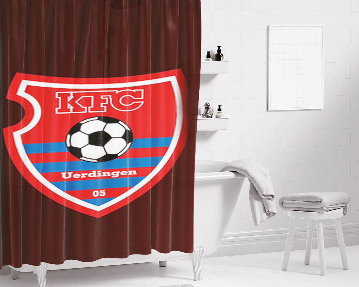Kfc Uerdingen Logo Red Bathroom Shower Curtain Fabric Waterproof | 66 X 72 Inch
