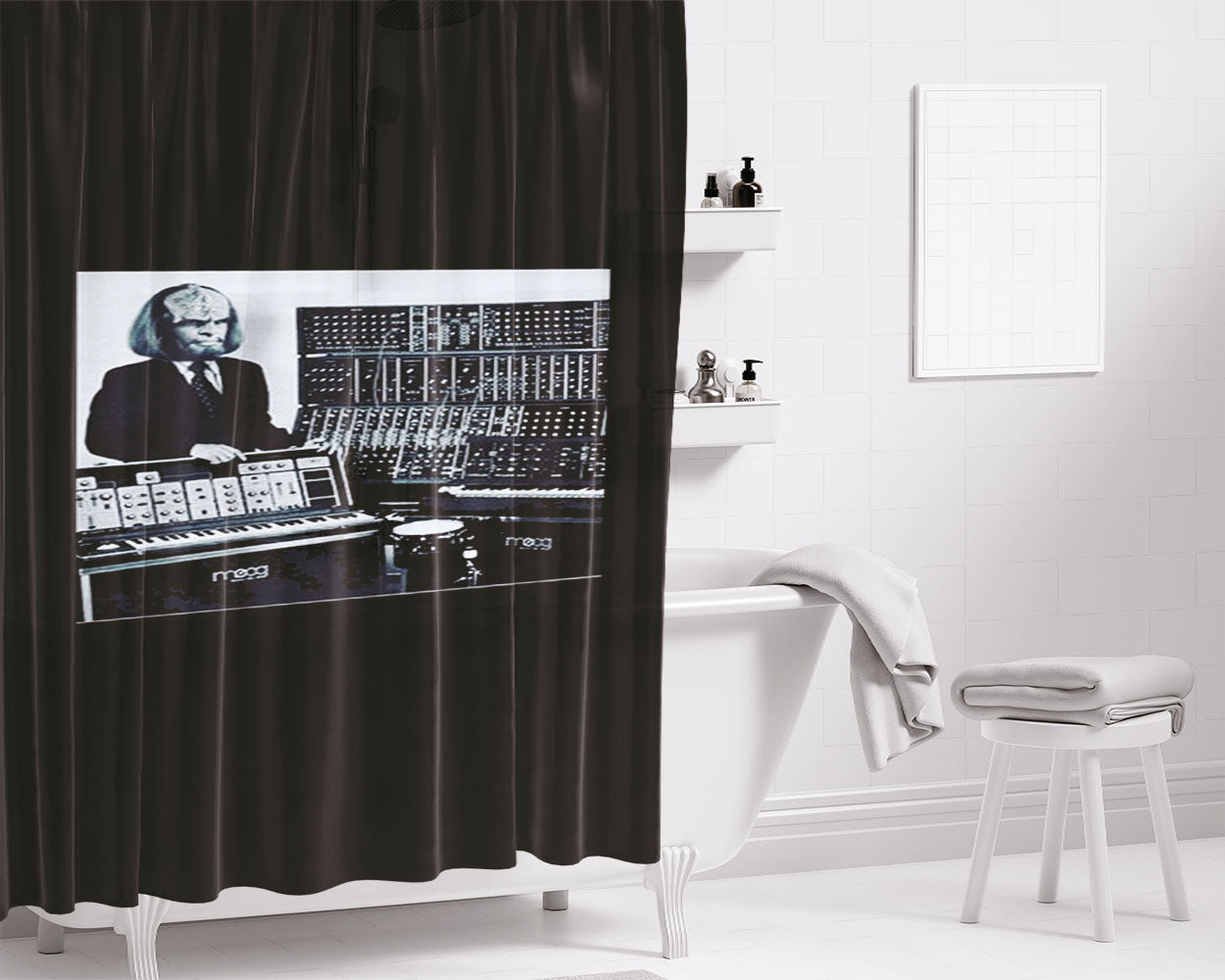 Klingon Moog Synth Parody Bathroom Shower Curtain Fabric Waterproof | 66 X 72 Inch