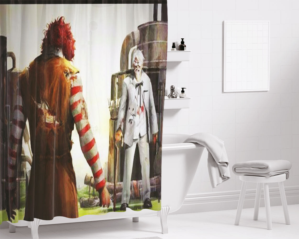 Mcdonalds Vs Kfc Bathroom Shower Curtain Fabric Waterproof | 66 X 72 Inch