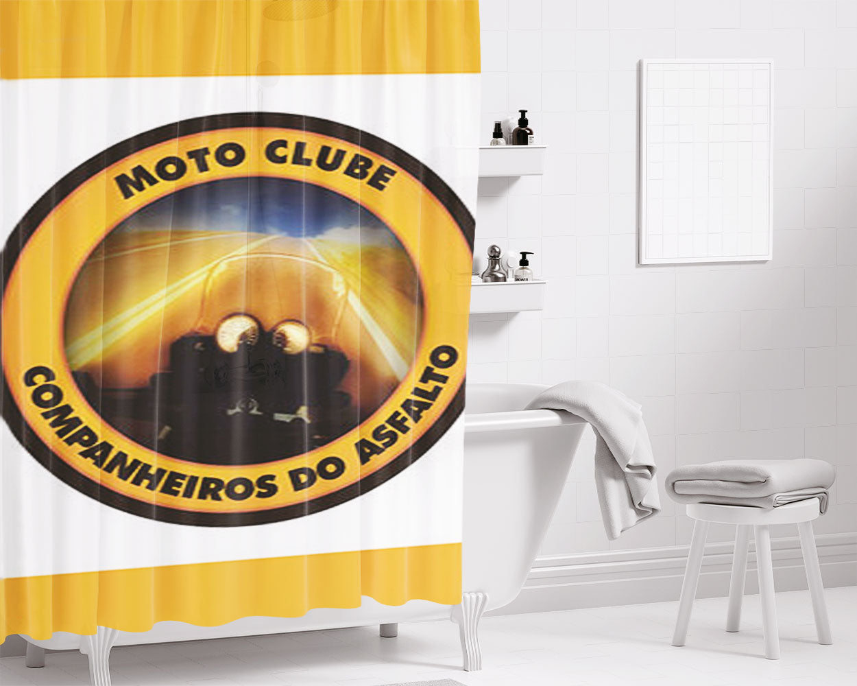 Moto Clube Champanheiros Do Asfalto Bathroom Shower Curtain Fabric Waterproof | 66 X 72 Inch