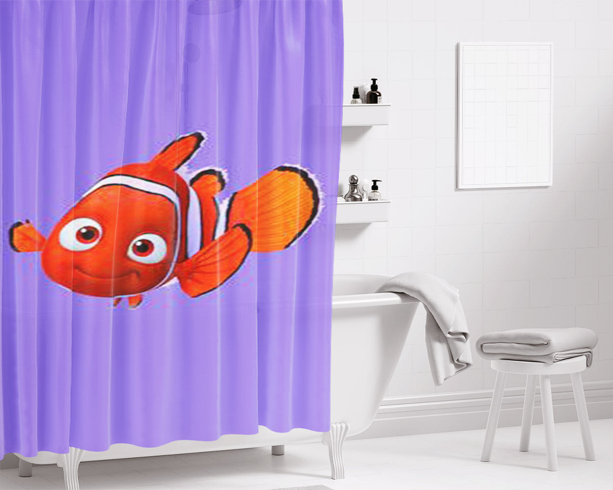 Nemo 3 Bathroom Shower Curtain Fabric Waterproof | 66 X 72 Inch