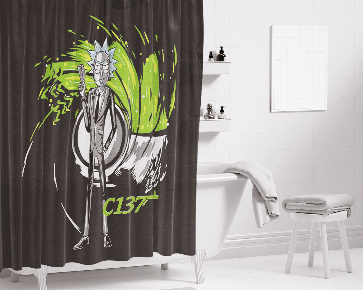 Rick C137 Bathroom Shower Curtain Fabric Waterproof | 66 X 72 Inch