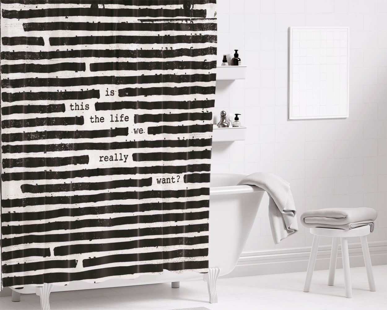 Roger Waters Is This The Life We Really Want Bathroom Shower Curtain Fabric Waterproof | 66 X 72 Inch