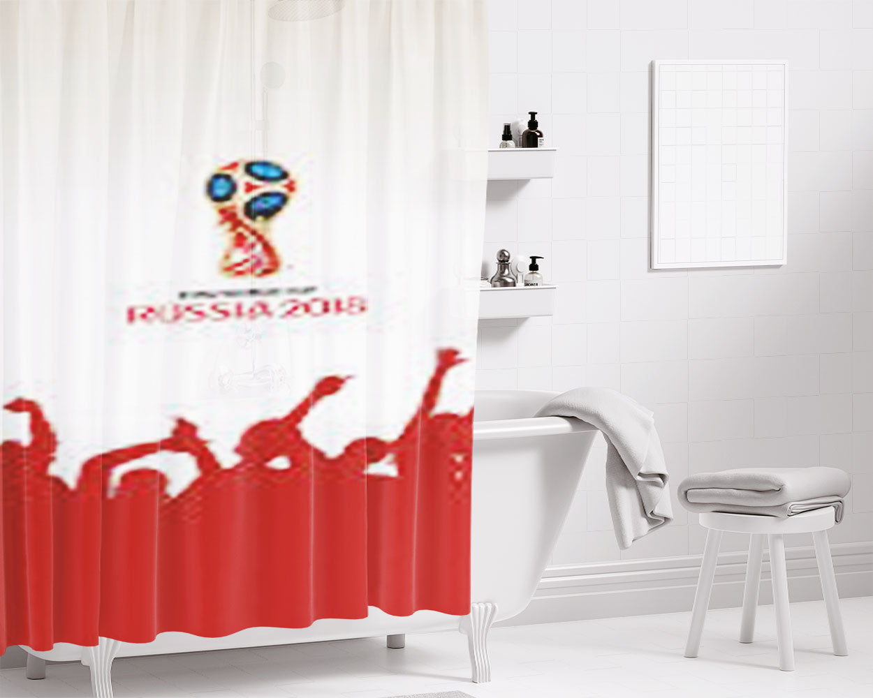Russia Fifa Worldcup 2018 Logo Bathroom Shower Curtain Fabric Waterproof | 66 X 72 Inch