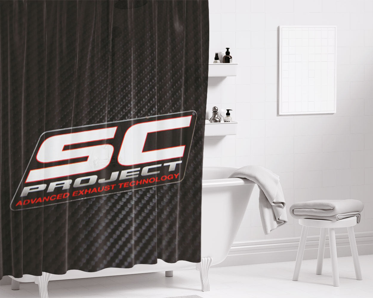 Sc Project Carbon Bathroom Shower Curtain Fabric Waterproof | 66 X 72 Inch