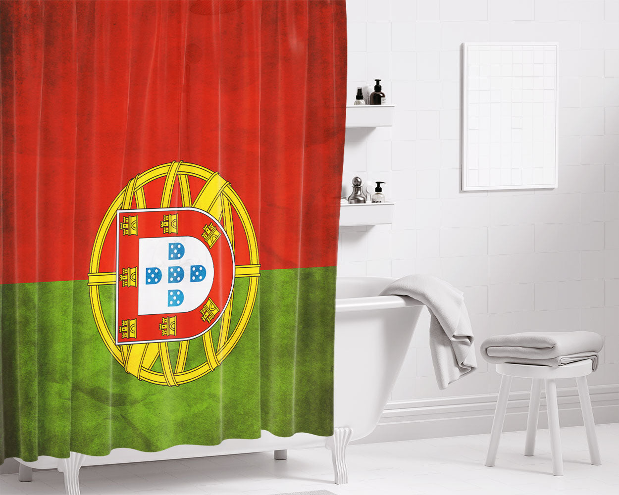 Spain National Flag World Cup 2018 Bathroom Shower Curtain Fabric Waterproof | 66 X 72 Inch