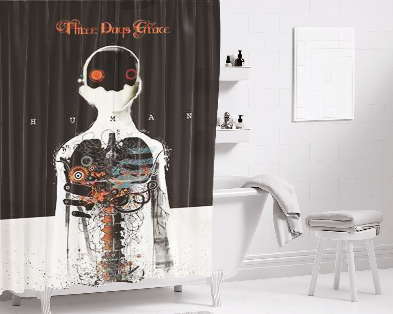 Three Days Grace Human Bathroom Shower Curtain Fabric Waterproof | 66 X 72 Inch