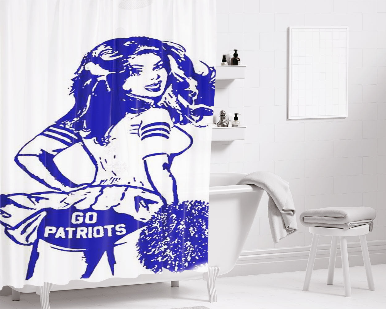 Vintage Soft Go Patriots Bathroom Shower Curtain Fabric Waterproof | 66 X 72 Inch