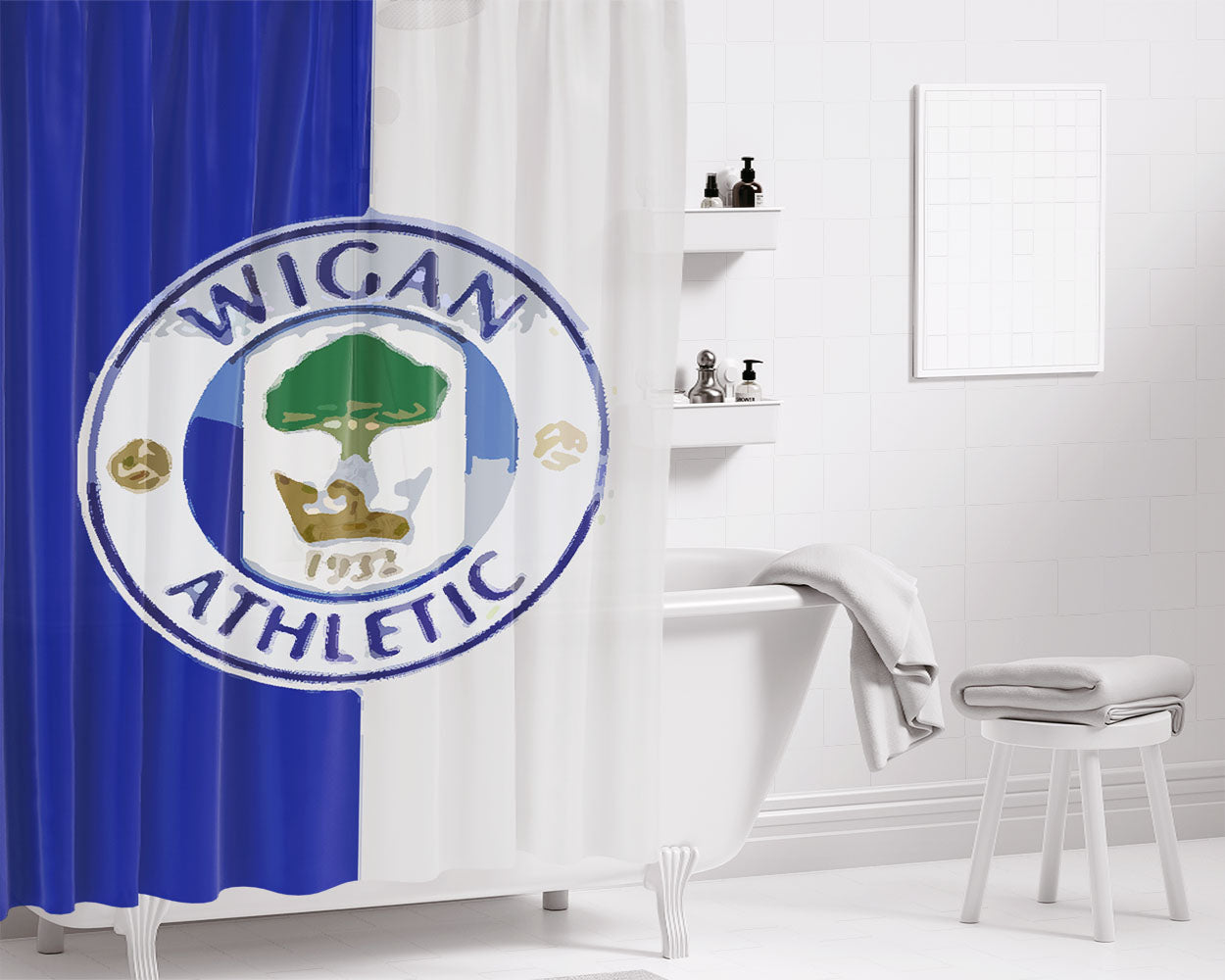 Wigan Athletic Bathroom Shower Curtain Fabric Waterproof | 66 X 72 Inch