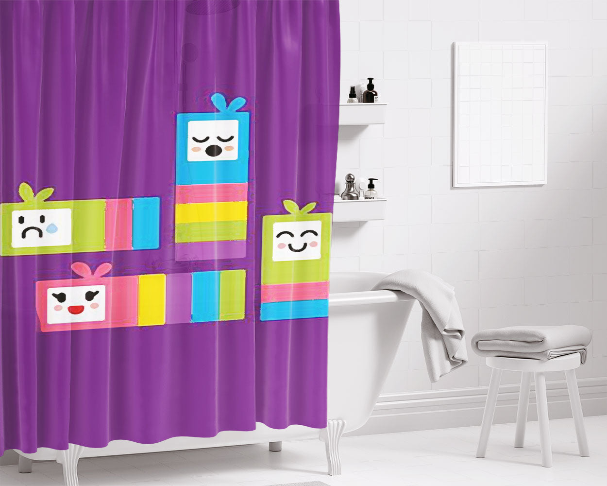 Worm Toys Bathroom Shower Curtain Fabric Waterproof | 66 X 72 Inch