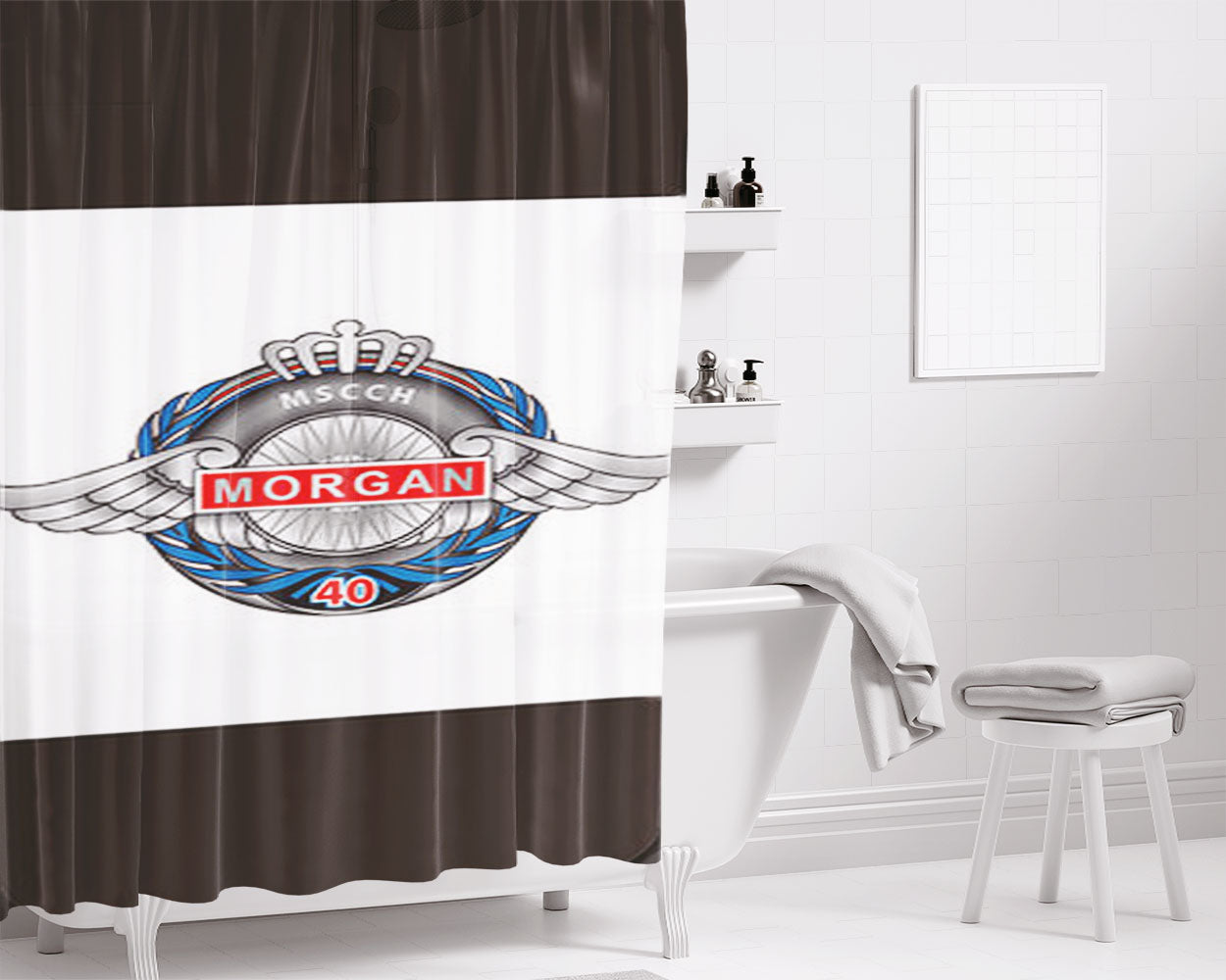 Morgan Mscch Logo Bathroom Shower Curtain Fabric Waterproof | 66 X 72 Inch