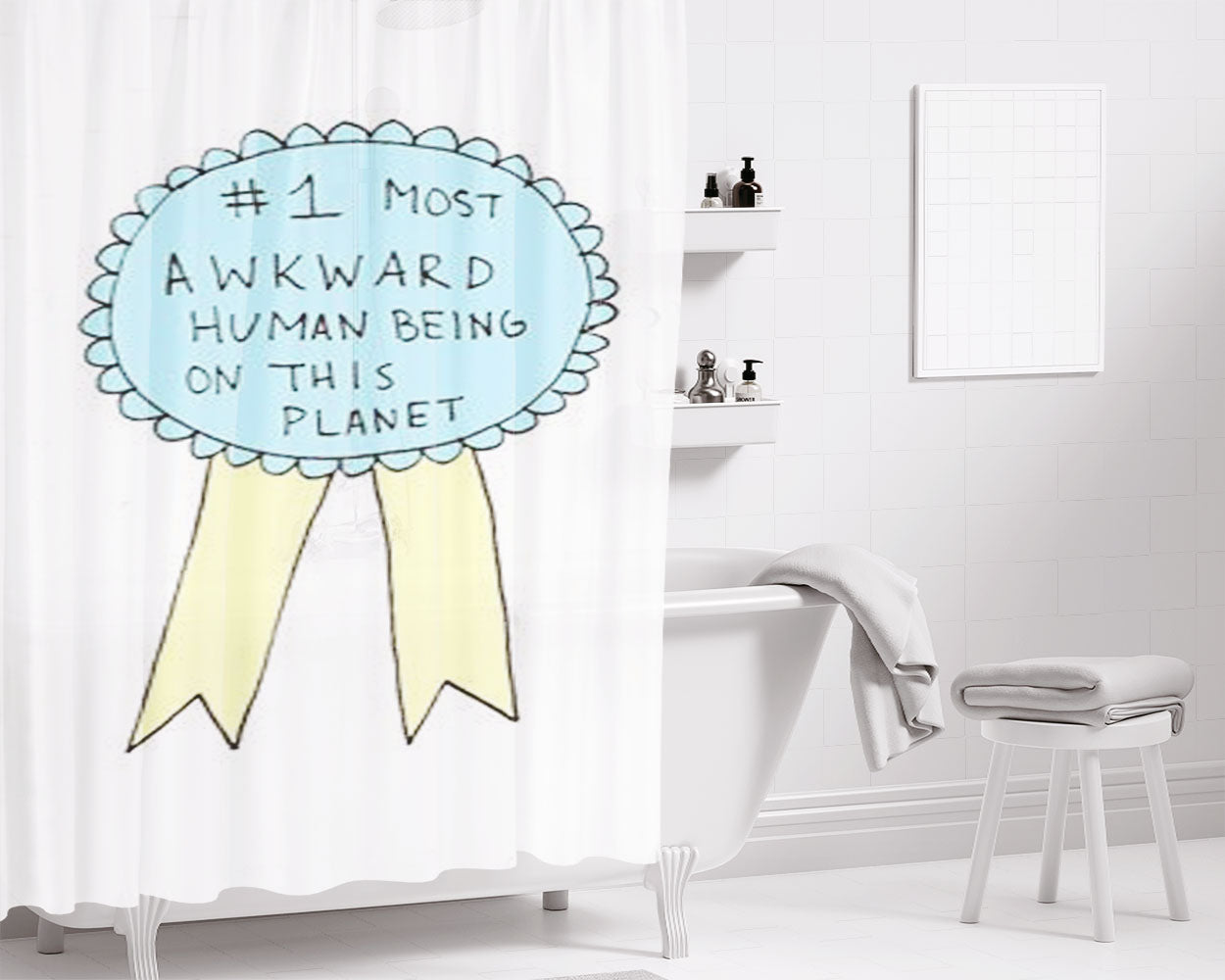 Most Awkward Ribbon Bathroom Shower Curtain Fabric Waterproof | 66 X 72 Inch