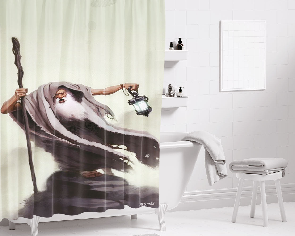 Mozes Jew Bathroom Shower Curtain Fabric Waterproof | 66 X 72 Inch