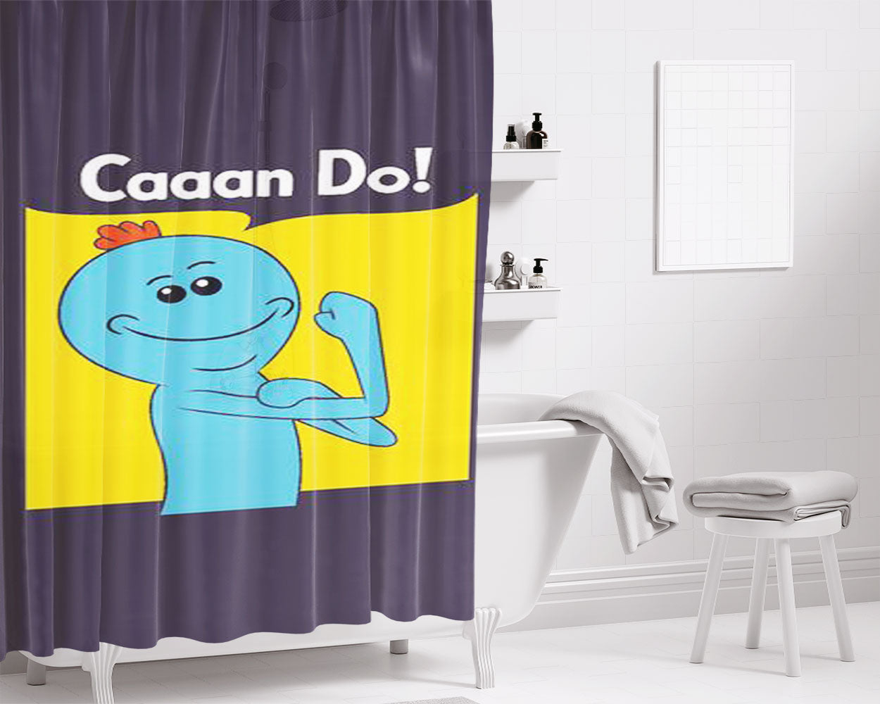 Mr Meeseeeks Caaaan Do Bathroom Shower Curtain Fabric Waterproof | 66 X 72 Inch