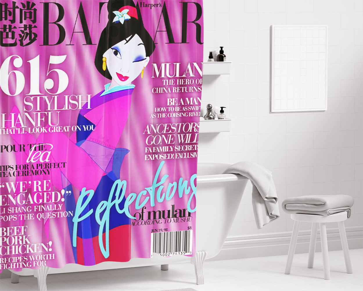 Mulan Bazaar Bathroom Shower Curtain Fabric Waterproof | 66 X 72 Inch