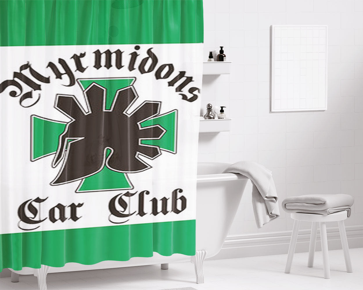 Myrmidons Car Club Bathroom Shower Curtain Fabric Waterproof | 66 X 72 Inch