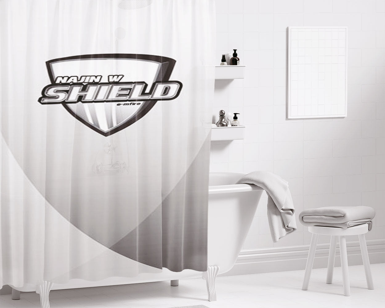 Najin W Shield Bathroom Shower Curtain Fabric Waterproof | 66 X 72 Inch