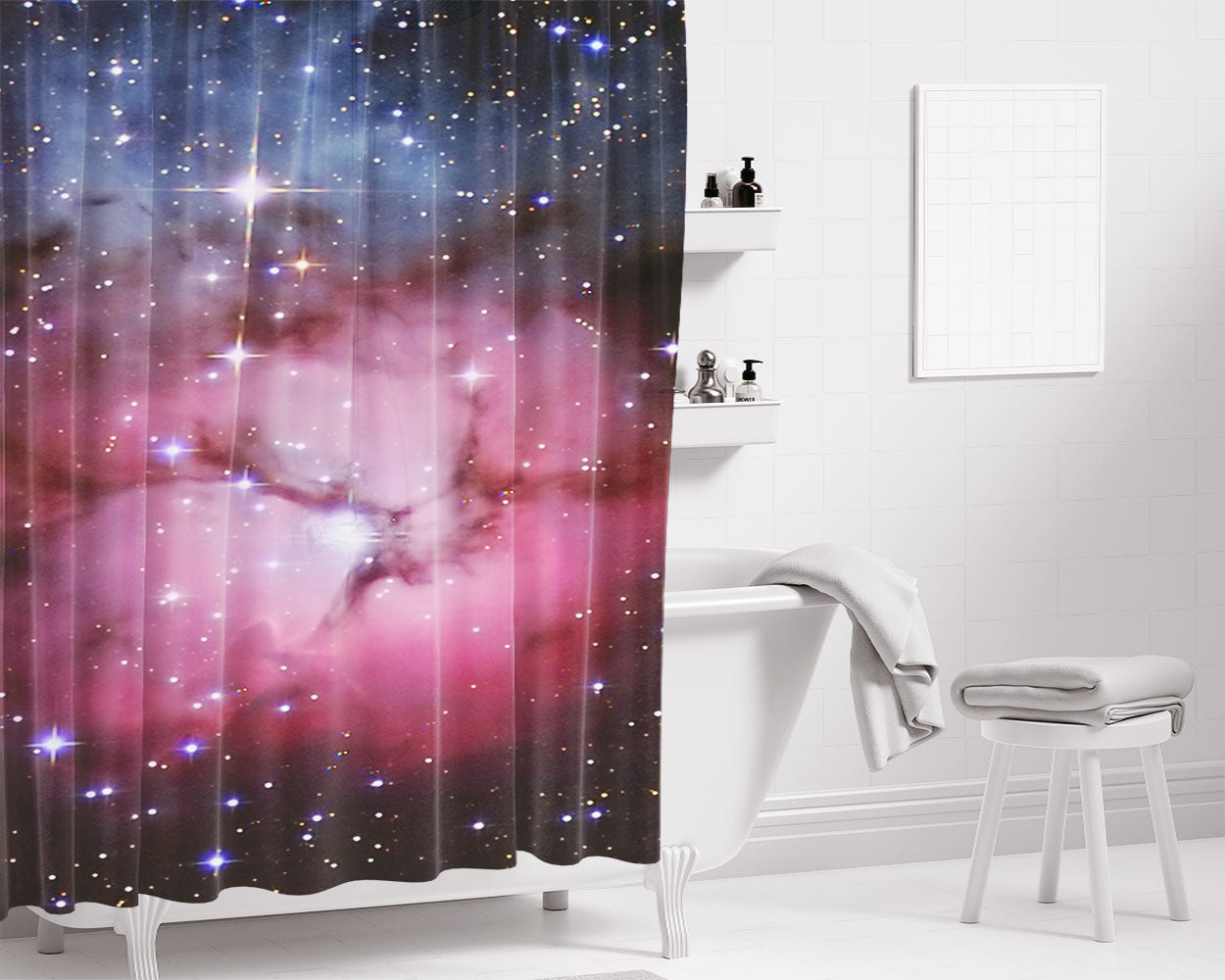 Nebula Galaxy Bathroom Shower Curtain Fabric Waterproof | 66 X 72 Inch