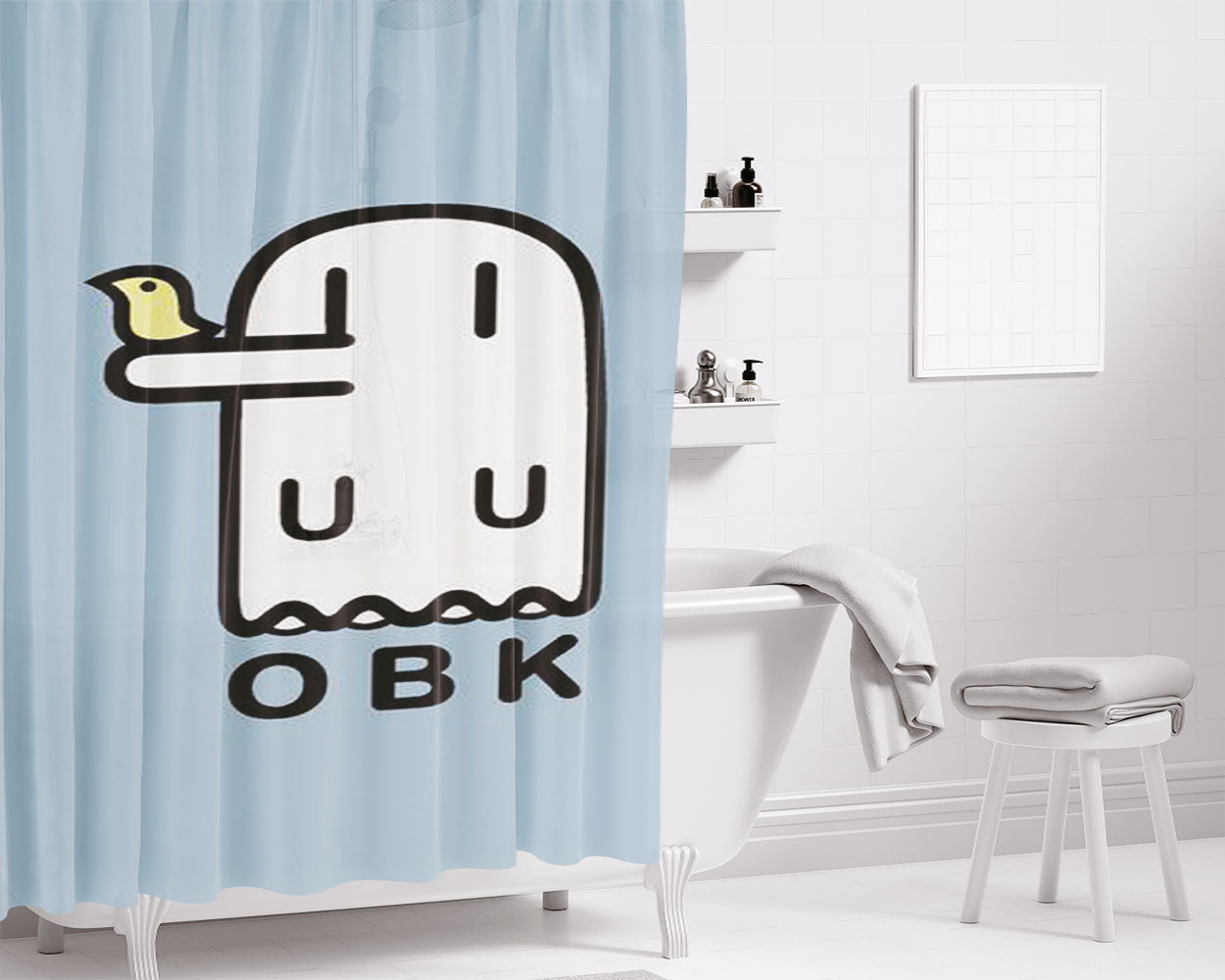 Nichijou Obk Obake Bathroom Shower Curtain Fabric Waterproof | 66 X 72 Inch