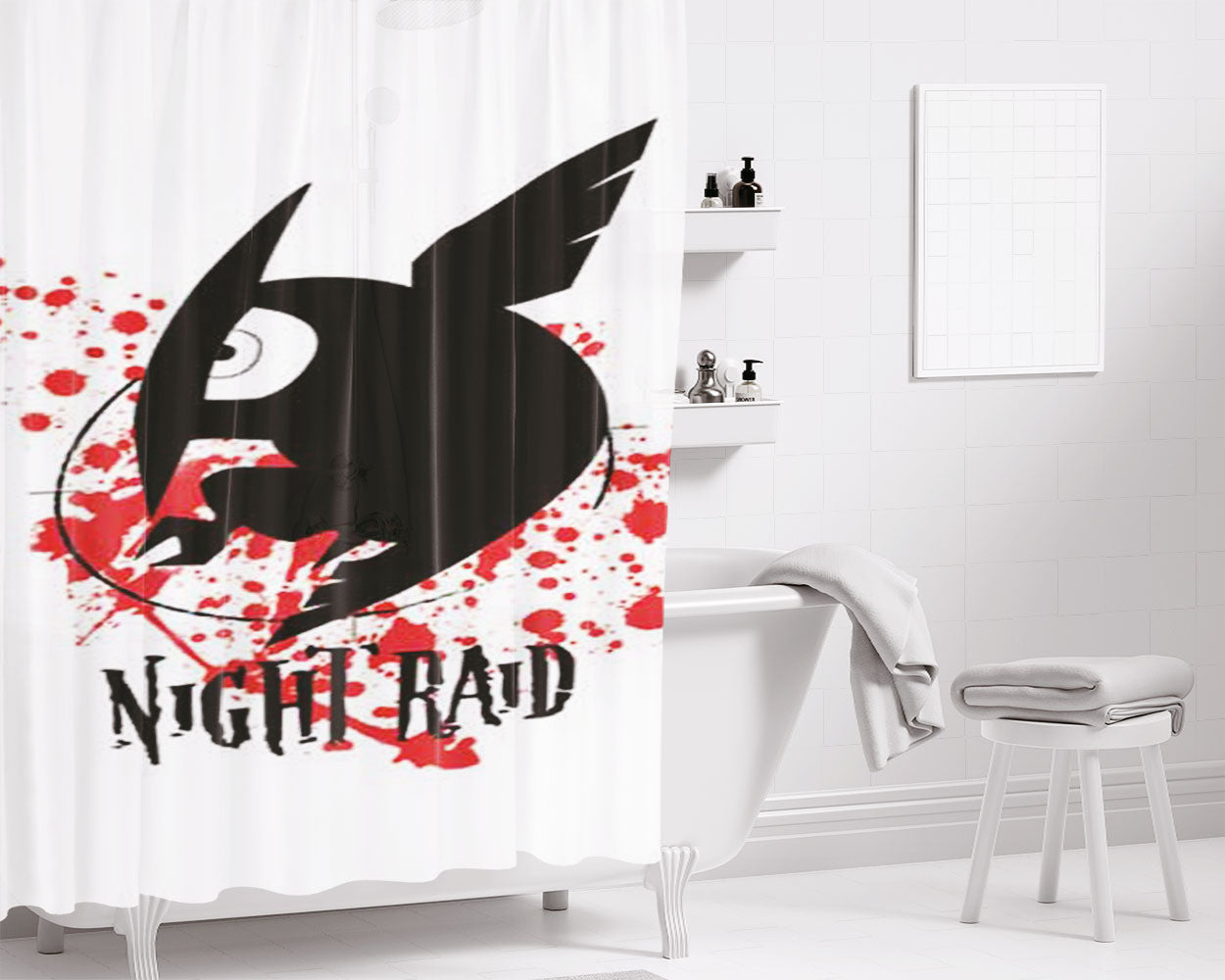 Night Raid Logo Bathroom Shower Curtain Fabric Waterproof | 66 X 72 Inch