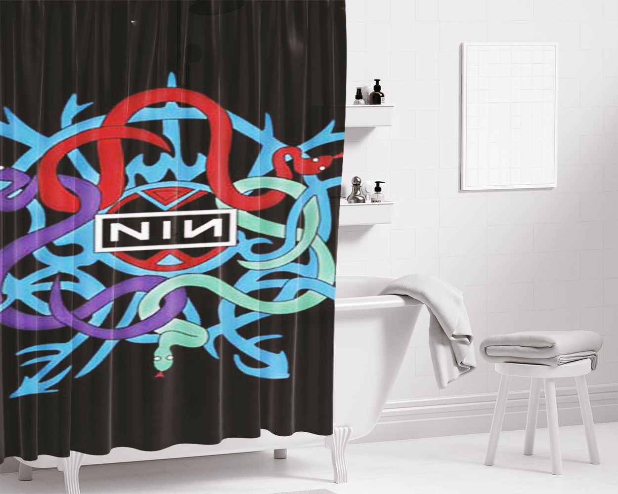 Nin Snakes Bathroom Shower Curtain Fabric Waterproof | 66 X 72 Inch