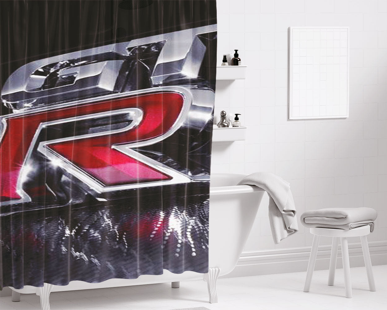 Nissan Gt R Logo Bathroom Shower Curtain Fabric Waterproof | 66 X 72 Inch