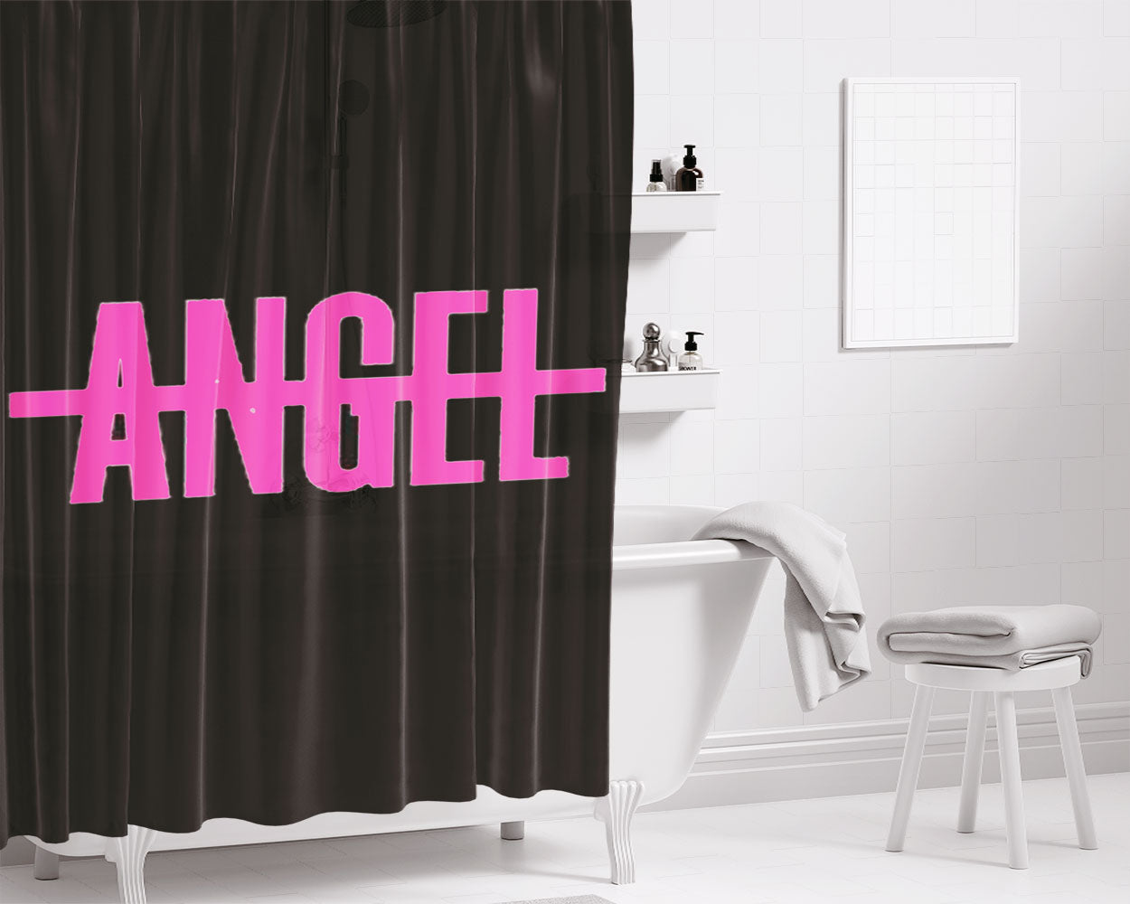 No Angel Bathroom Shower Curtain Fabric Waterproof | 66 X 72 Inch