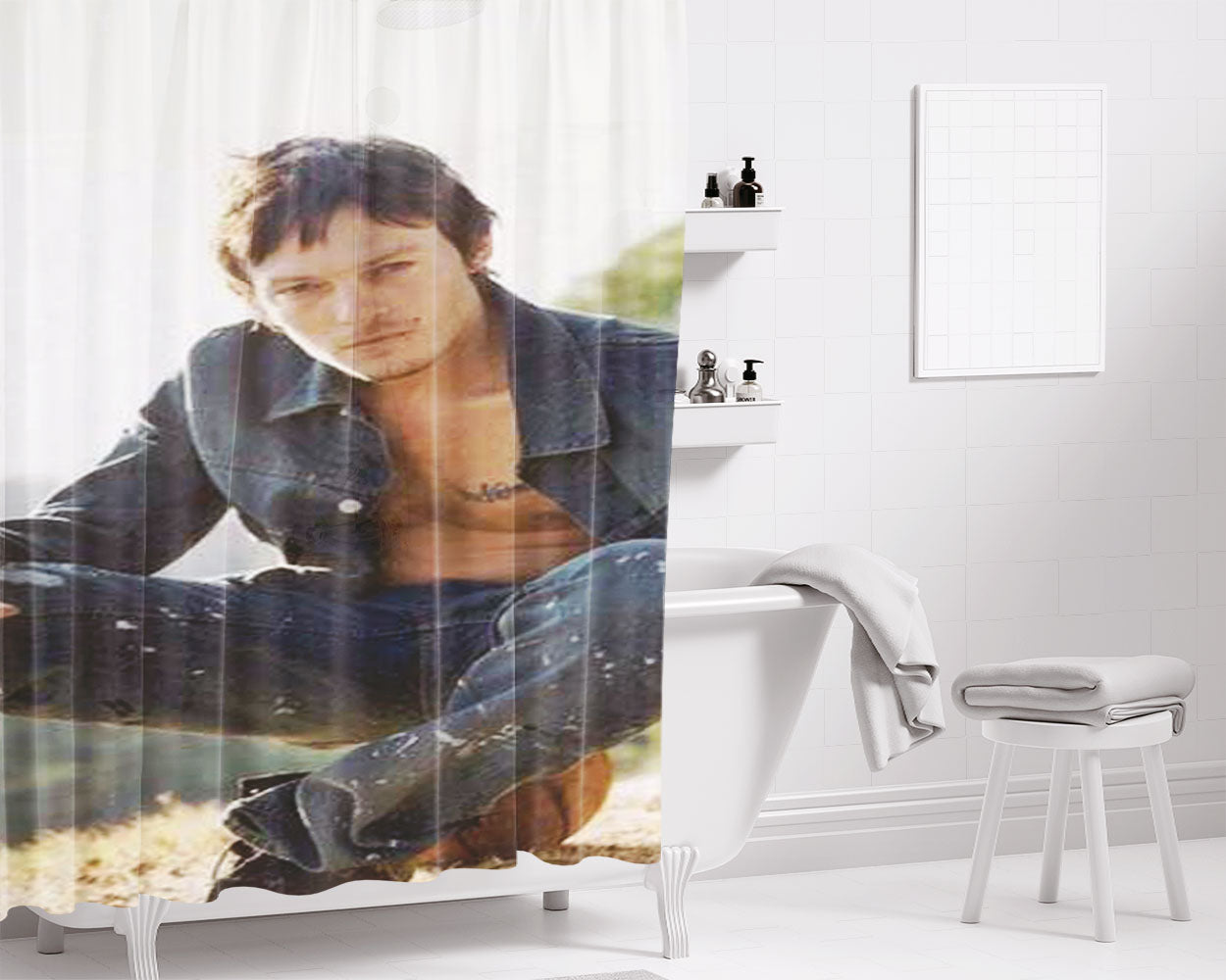 Norman Reedus Bathroom Shower Curtain Fabric Waterproof | 66 X 72 Inch