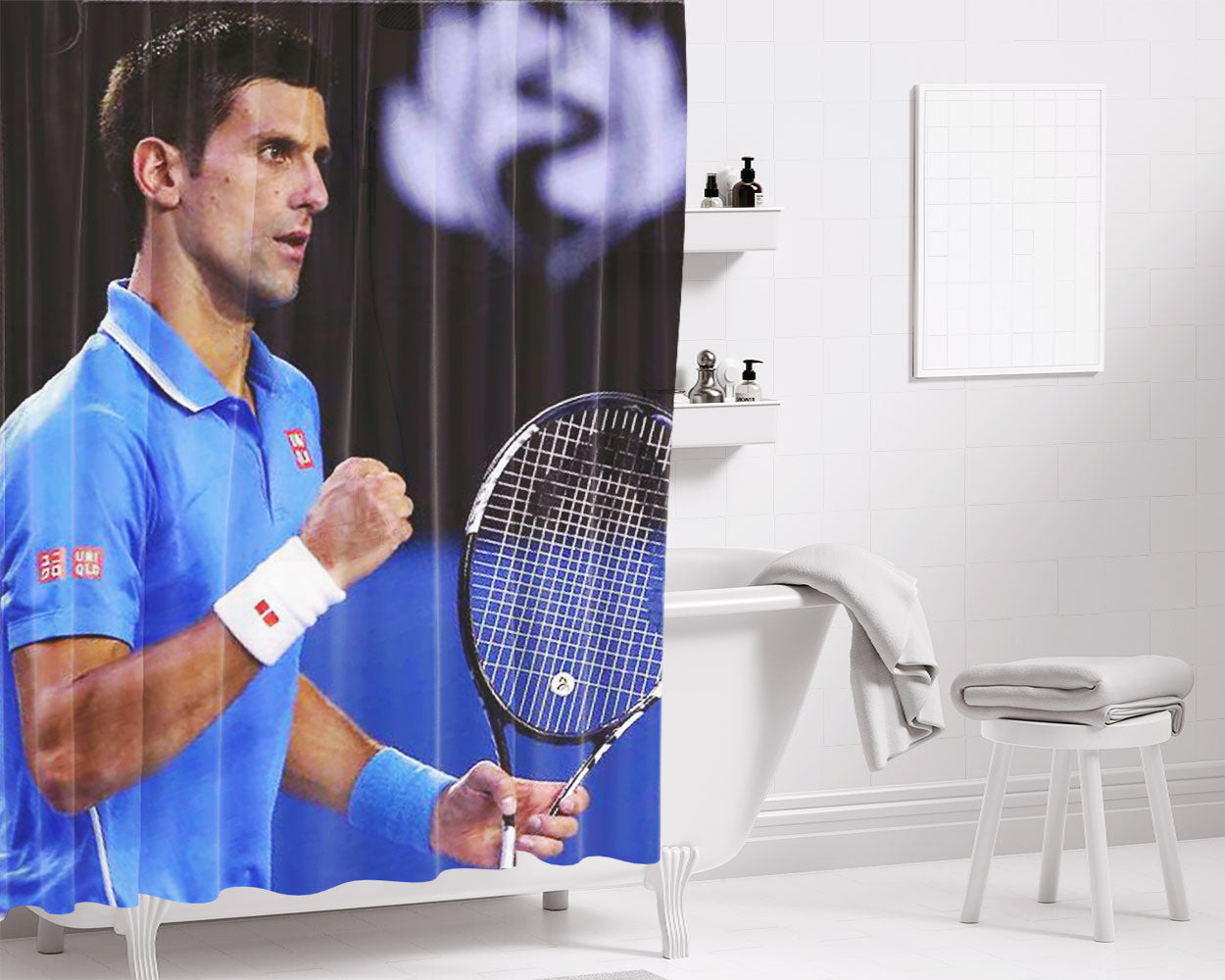 Novak Djokovic Bathroom Shower Curtain Fabric Waterproof | 66 X 72 Inch