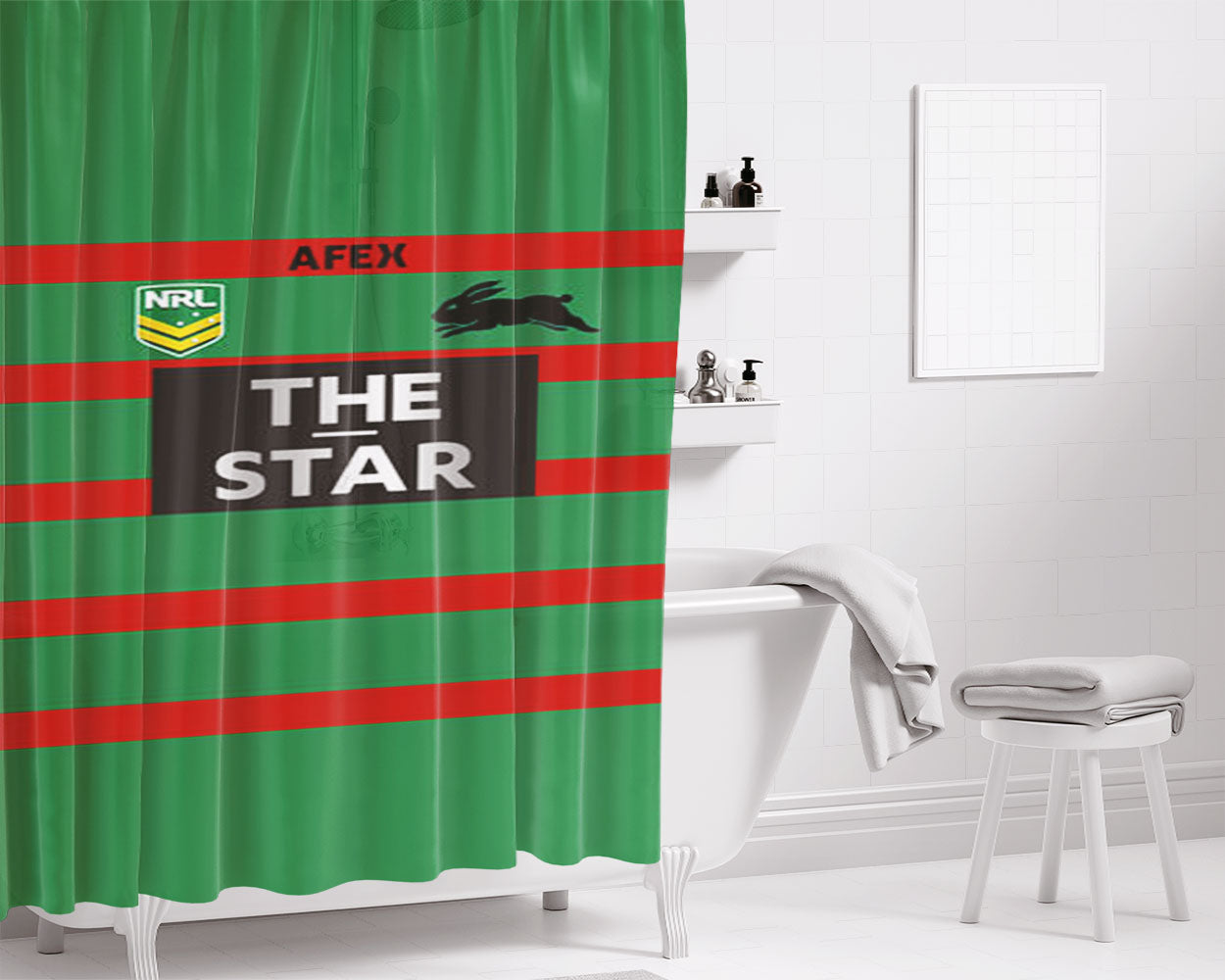 Nrl Afex Bathroom Shower Curtain Fabric Waterproof | 66 X 72 Inch