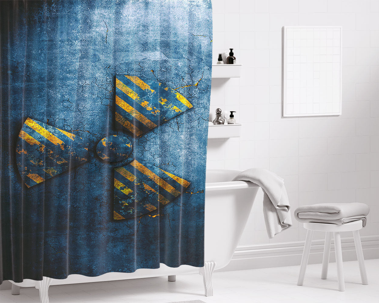 Nuclear Radioactive Logo Bathroom Shower Curtain Fabric Waterproof | 66 X 72 Inch