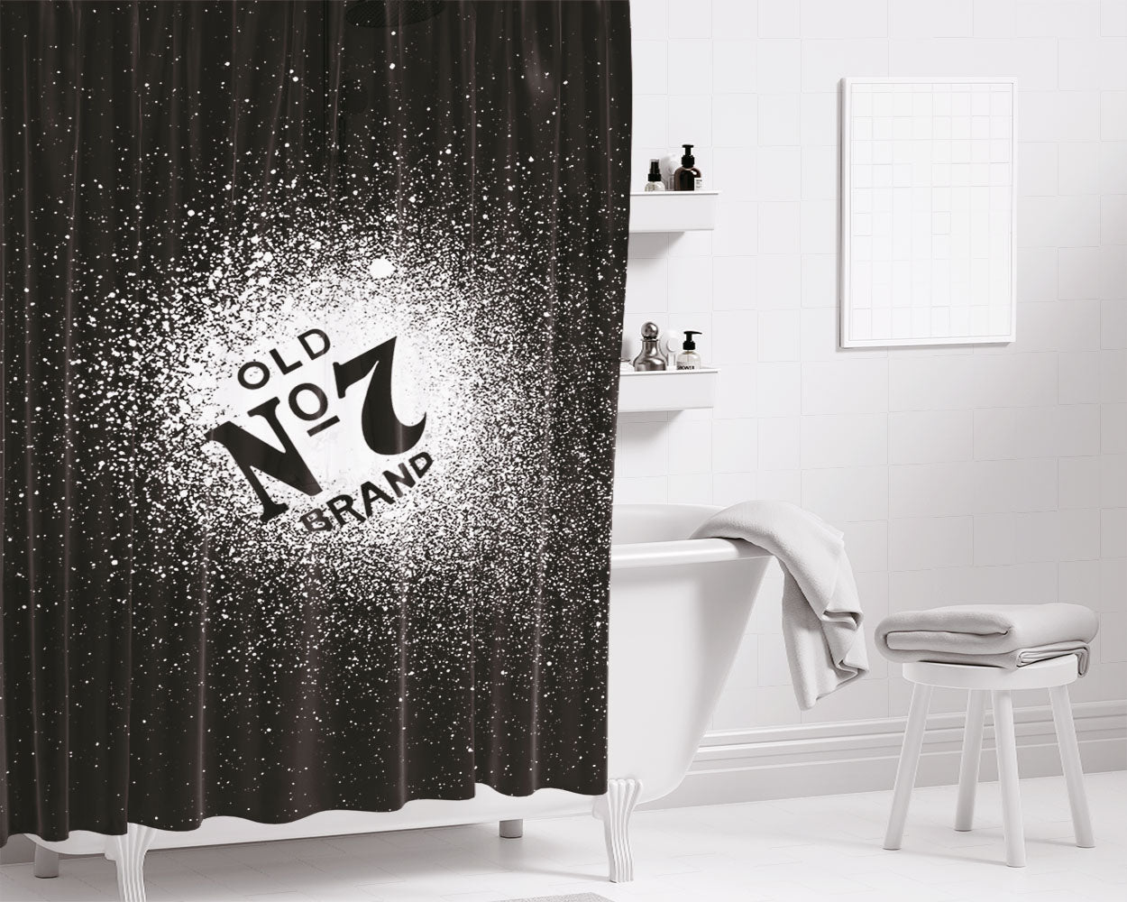 Old No 7 Brand Bathroom Shower Curtain Fabric Waterproof | 66 X 72 Inch
