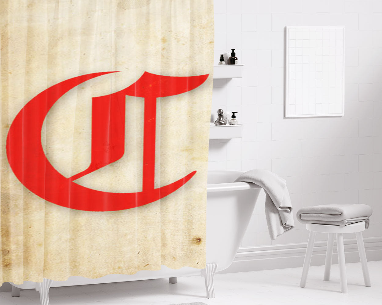 Old Paper Original Bathroom Shower Curtain Fabric Waterproof | 66 X 72 Inch