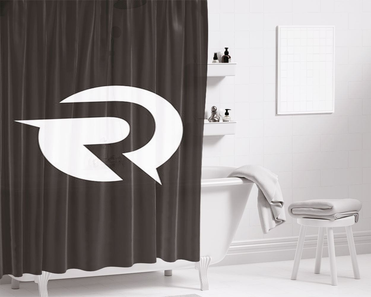 Origen White Bathroom Shower Curtain Fabric Waterproof | 66 X 72 Inch