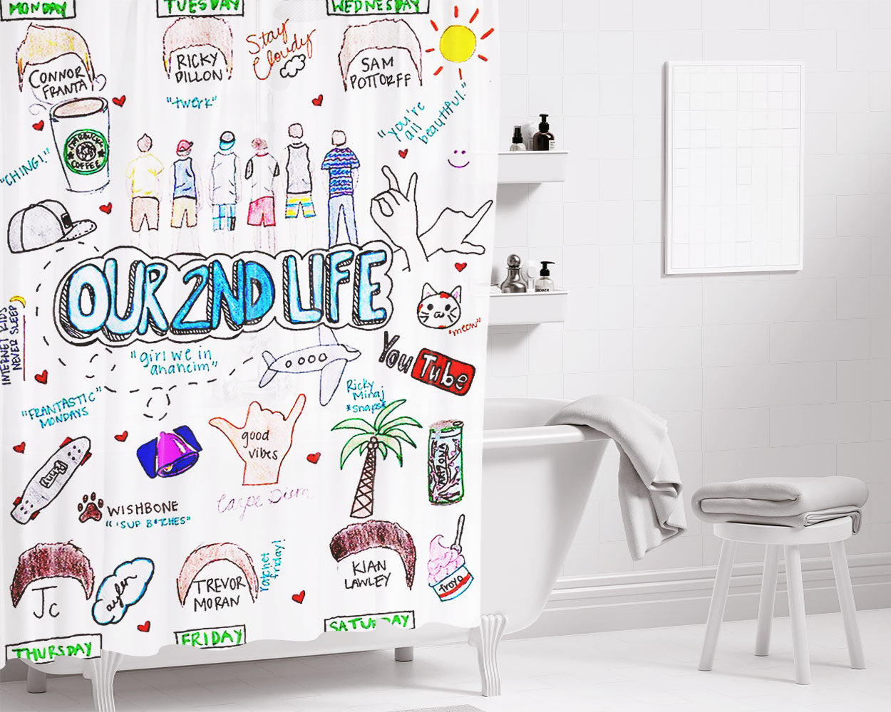 Our 2Nd Life Bathroom Shower Curtain Fabric Waterproof | 66 X 72 Inch