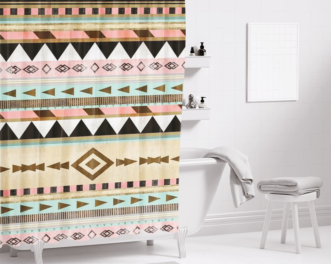 Pattern Art Culture Bathroom Shower Curtain Fabric Waterproof | 66 X 72 Inch