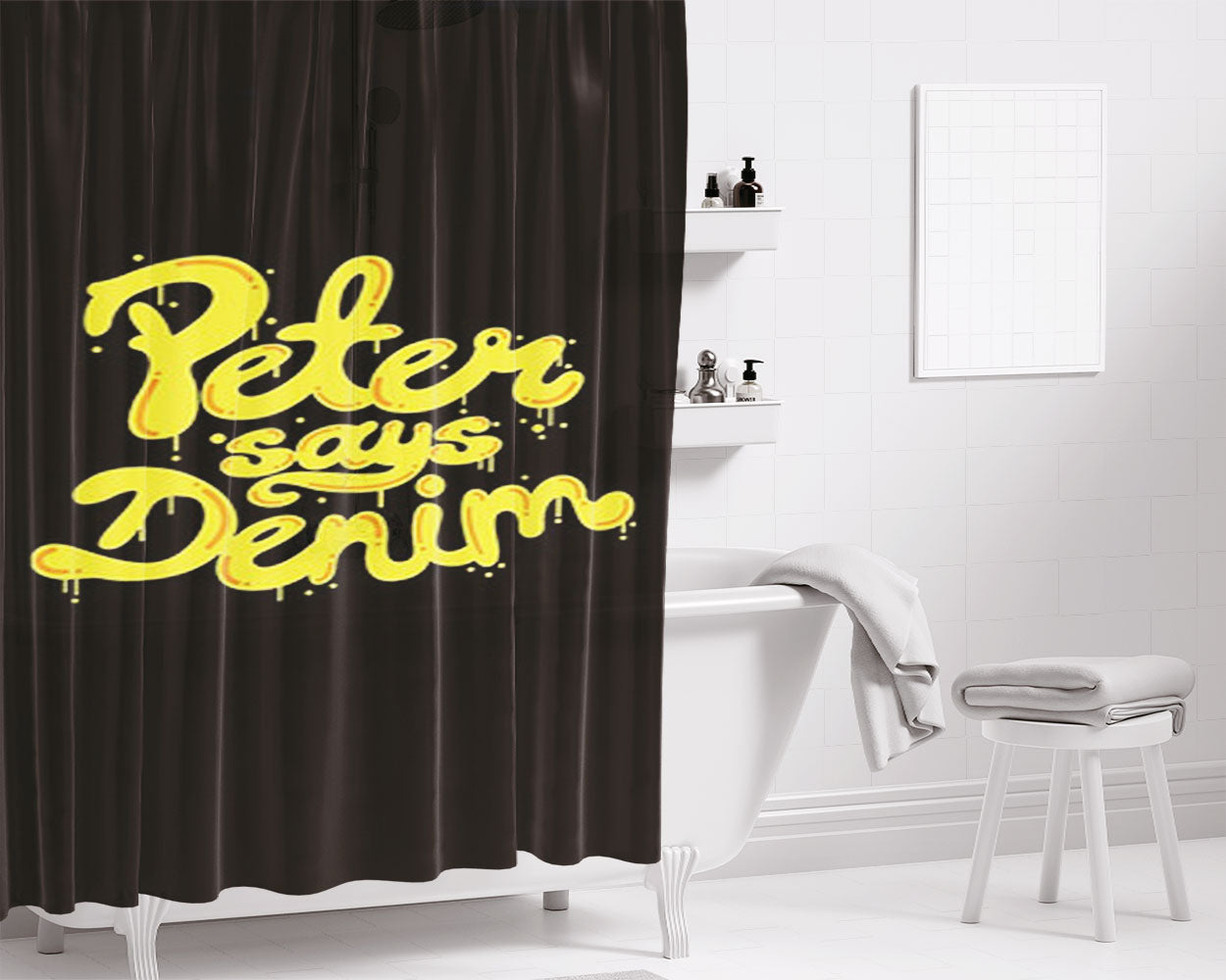 Peter Says Denim Bathroom Shower Curtain Fabric Waterproof | 66 X 72 Inch