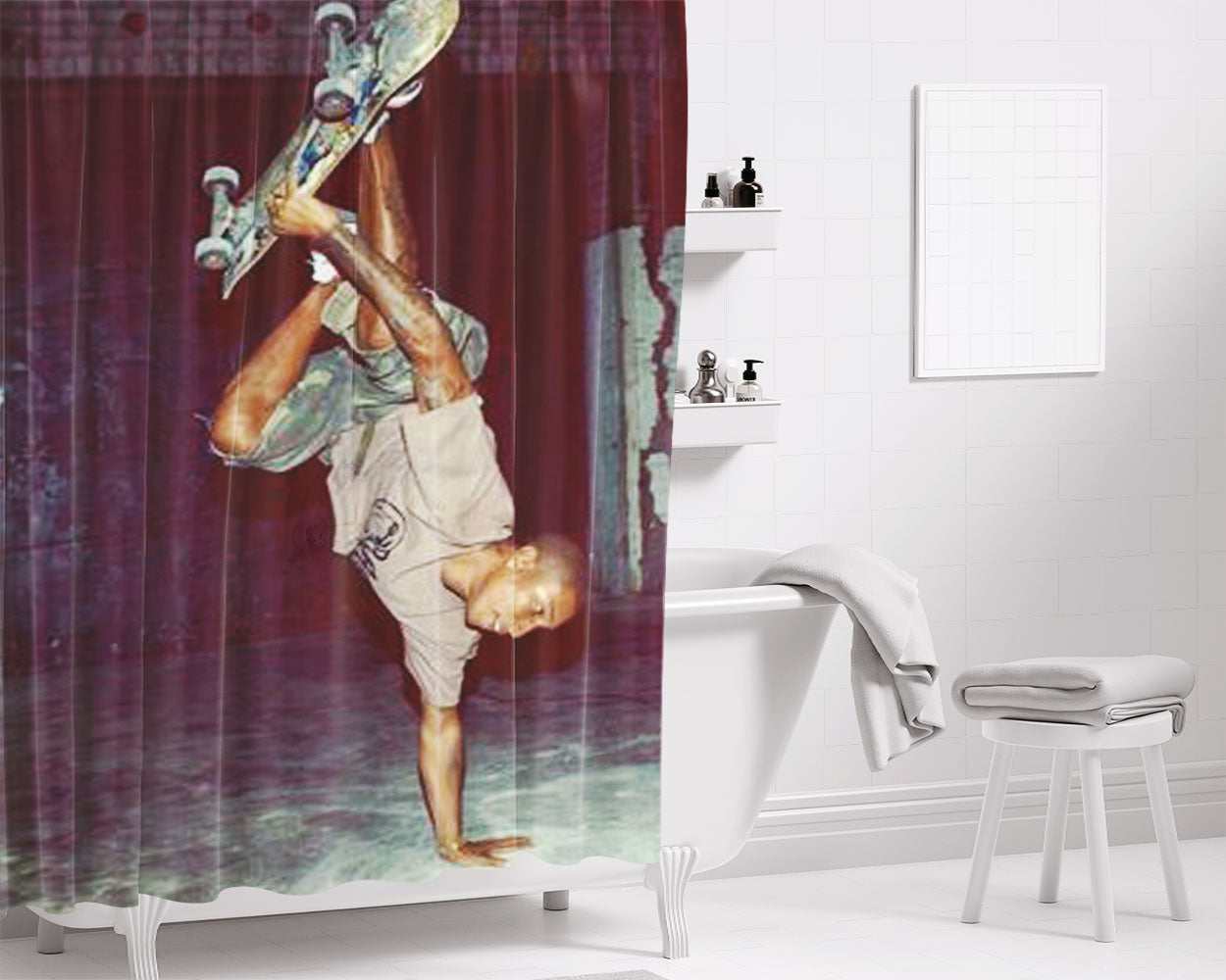 Pharrell Williams Skate Board Bathroom Shower Curtain Fabric Waterproof | 66 X 72 Inch