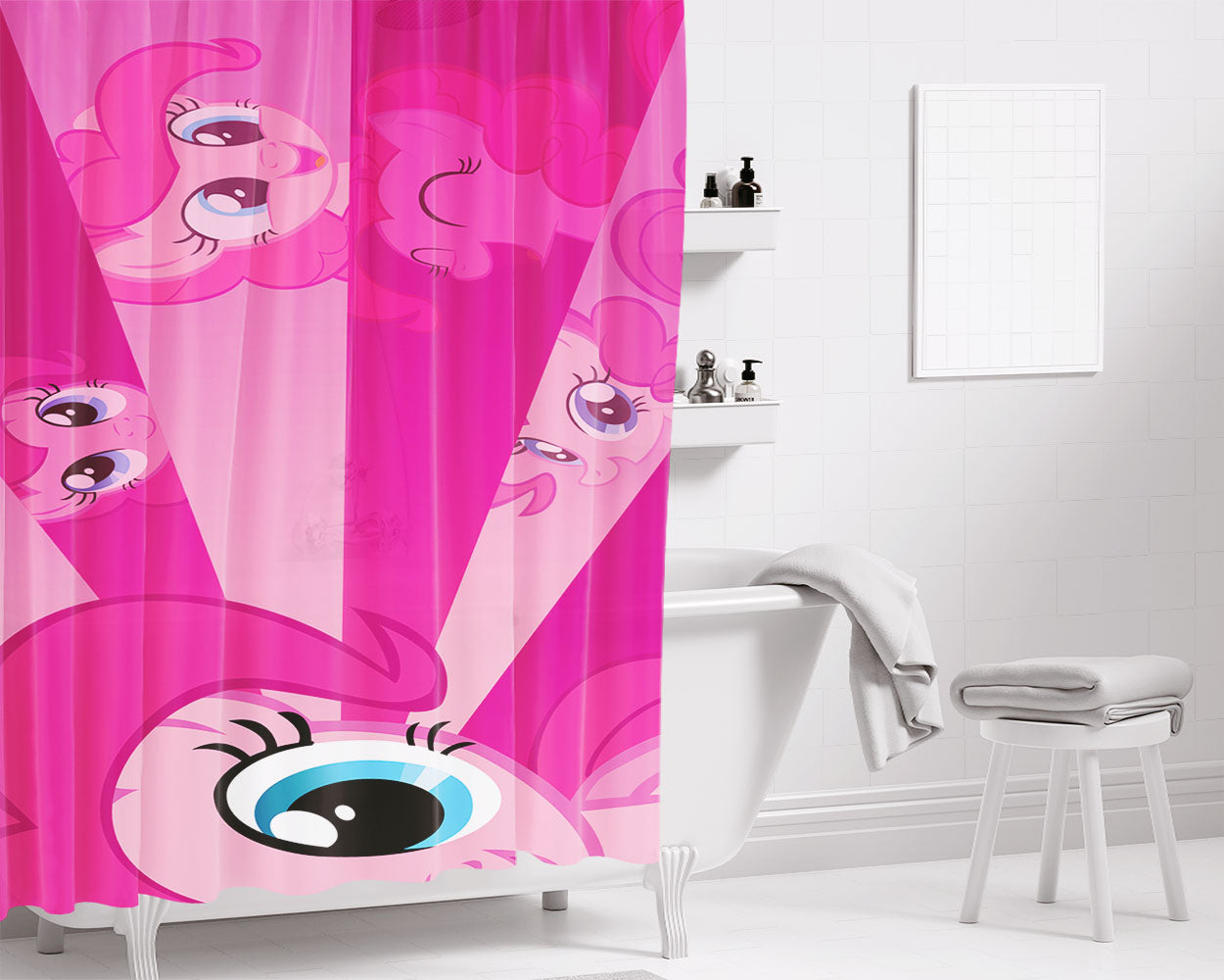 Pinkie Pie Bathroom Shower Curtain Fabric Waterproof | 66 X 72 Inch