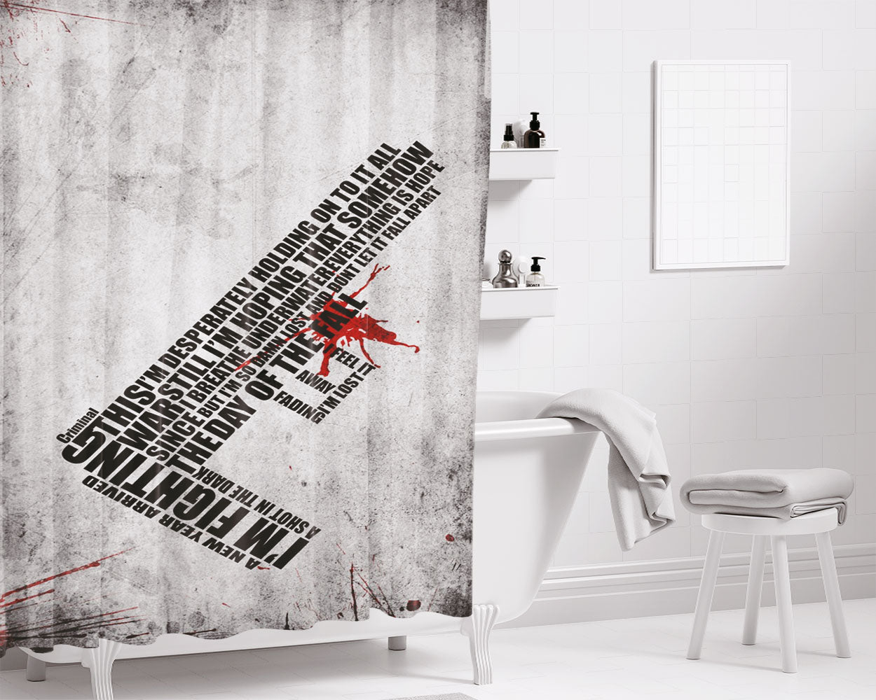 Pistol Fighting In The Dark- Bathroom Shower Curtain Fabric Waterproof | 66 X 72 Inch