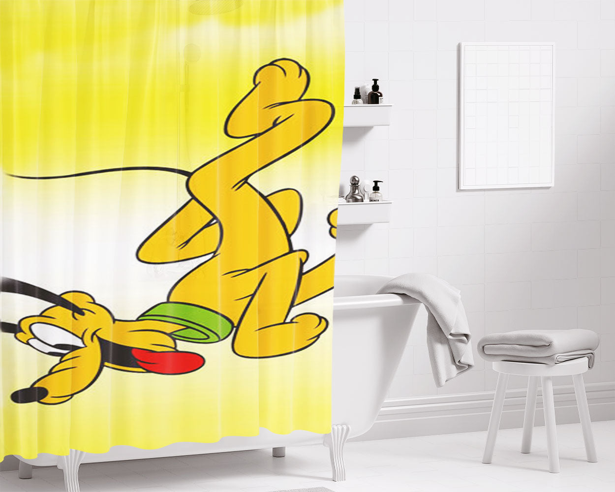 Pluto The Dog Bathroom Shower Curtain Fabric Waterproof | 66 X 72 Inch