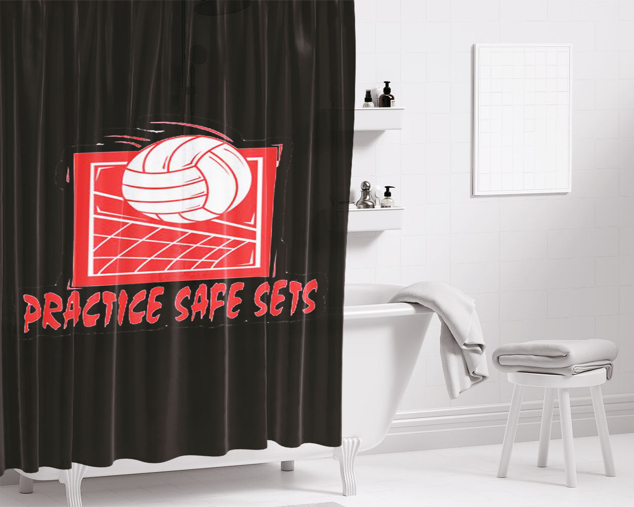 Practice Safe Sets Bathroom Shower Curtain Fabric Waterproof | 66 X 72 Inch
