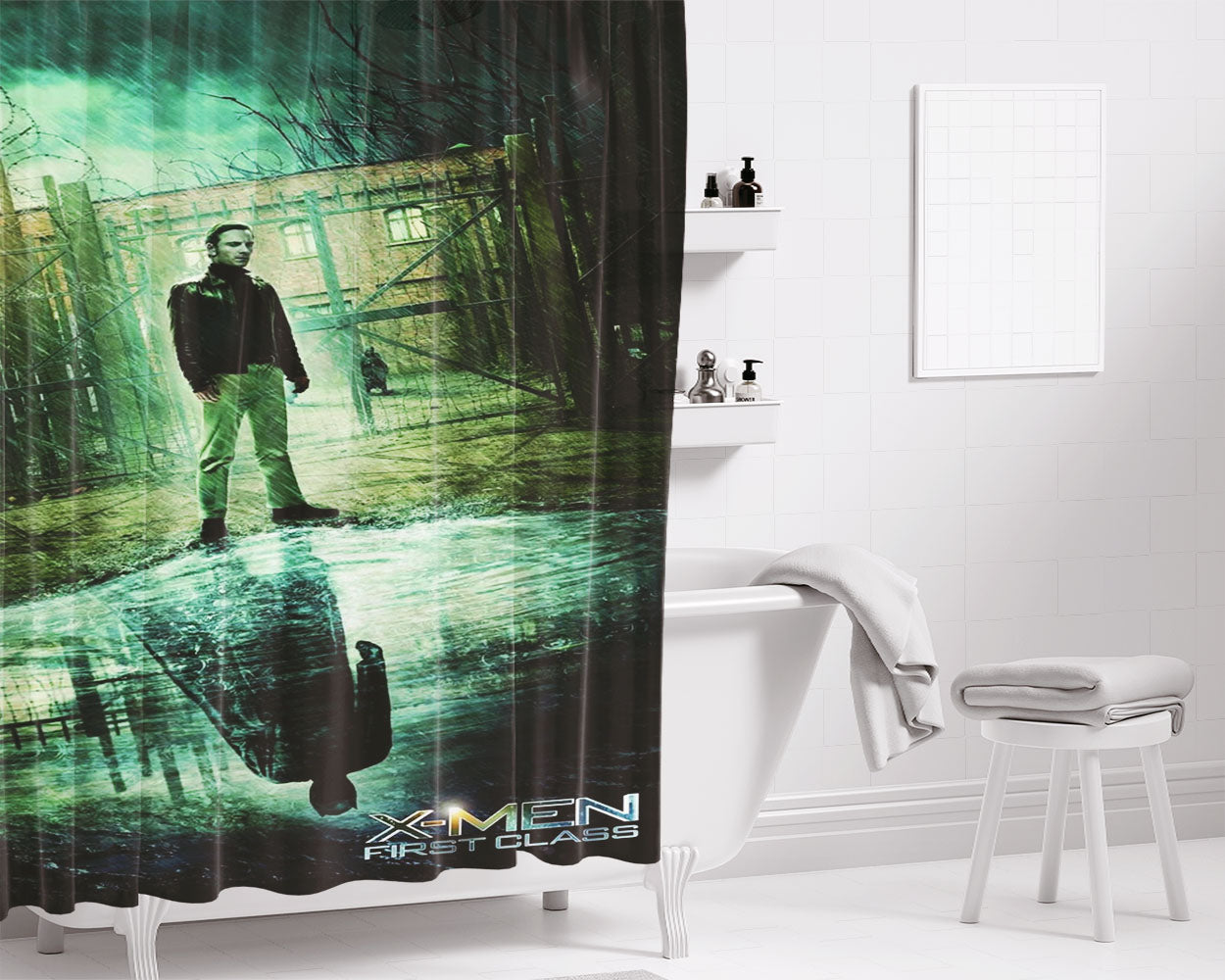 Professor Xavier First Class Bathroom Shower Curtain Fabric Waterproof | 66 X 72 Inch