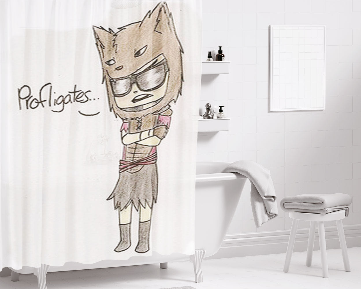 Profligates Bathroom Shower Curtain Fabric Waterproof | 66 X 72 Inch