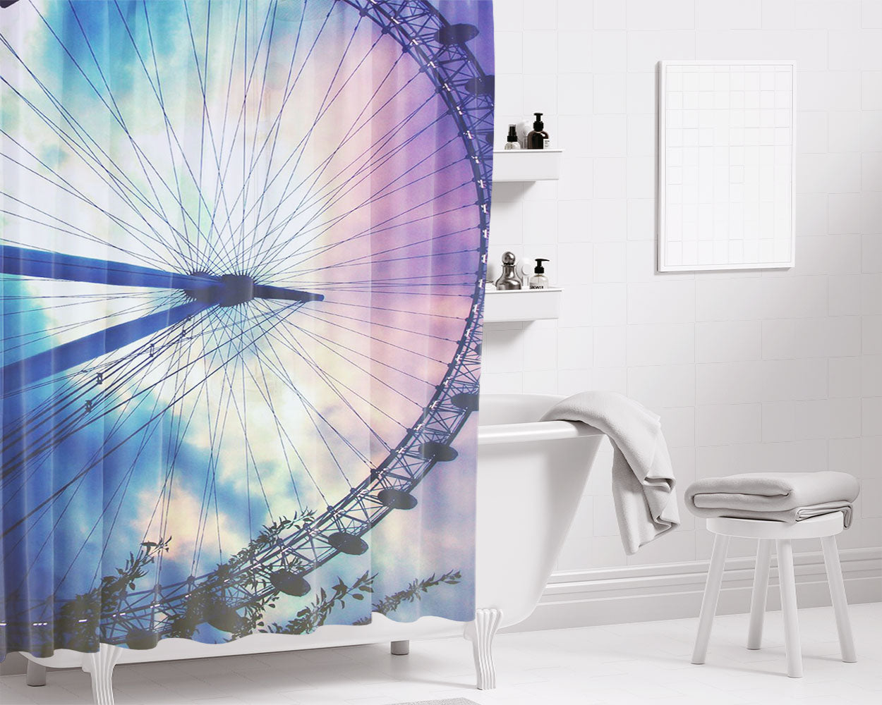 Rain Gradation Of Game Bathroom Shower Curtain Fabric Waterproof | 66 X 72 Inch