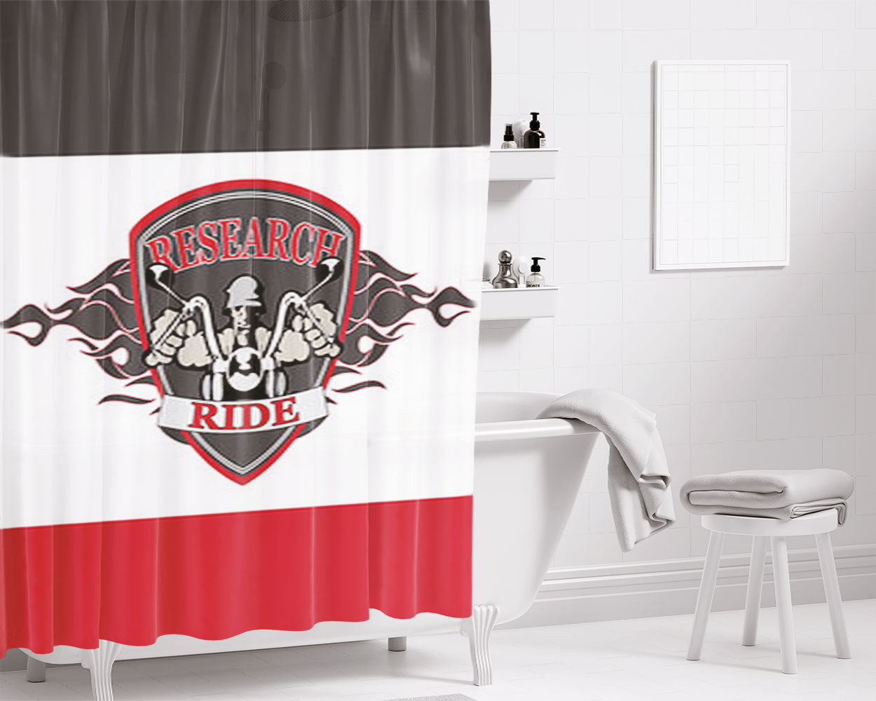 Research Ride Bathroom Shower Curtain Fabric Waterproof | 66 X 72 Inch