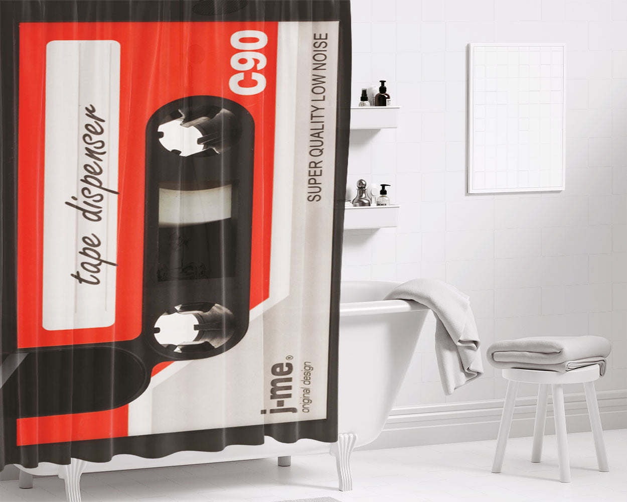 Retro Mix Tape Bathroom Shower Curtain Fabric Waterproof | 66 X 72 Inch